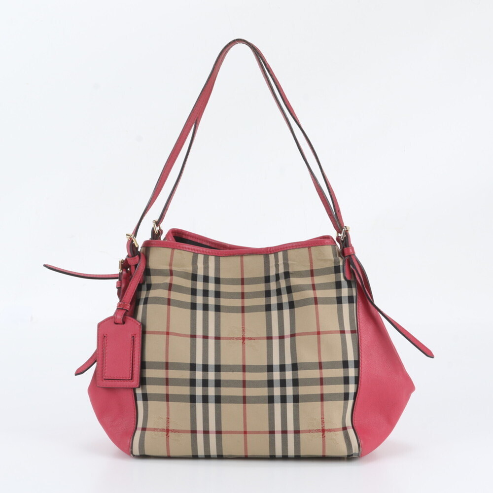 Burberry Nova Check Leather Canvas Tote Bag Shoulder - Brand Name Women's